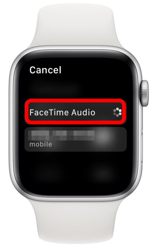 Appuyez sur FaceTime audio pour appeler gratuitement sur votre Apple Watch.