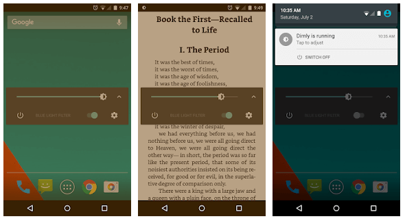 Dimly - Контрол на яркостта на екрана на Android