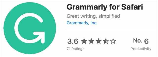 Grammarly-laajennus Mac App Storessa