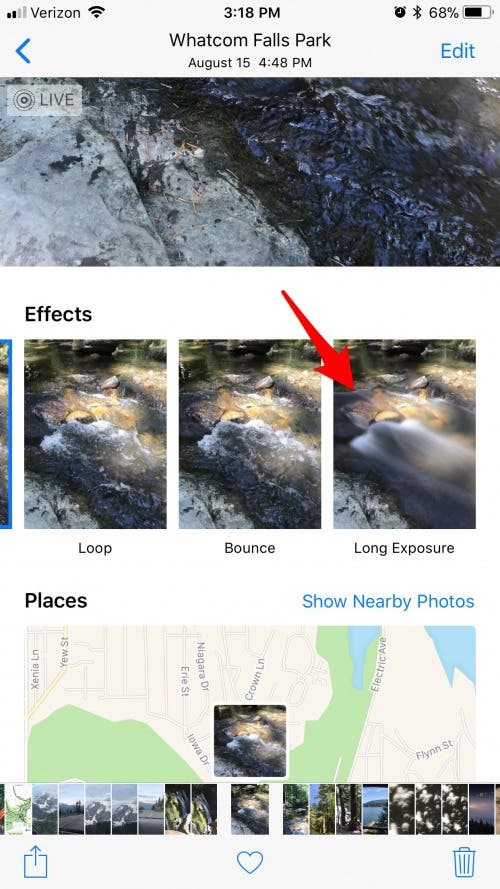 IPhone पर iOS 11 के साथ लाइव फोटो लॉन्ग एक्सपोजर इफेक्ट का उपयोग कैसे करें