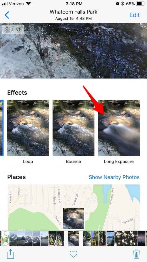 Live Photo Long Exposure -tehosteen käyttäminen iOS 11:n kanssa iPhonessa