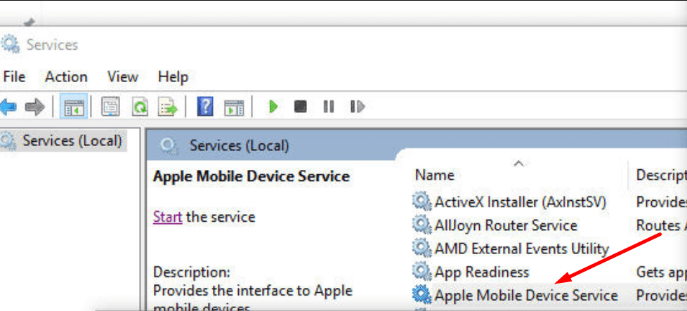 Serviciu Apple Mobile Device