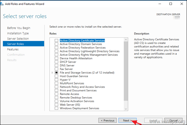 Instalirajte NET Framework Server 2016 - dodajte uloge i značajke