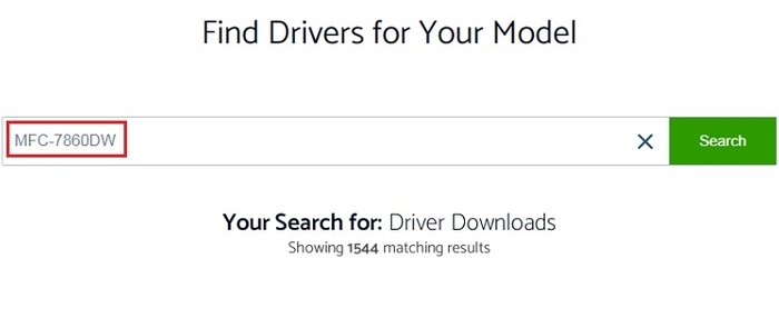 Do vyhľadávacieho poľa napíšte Brother MFC-7860DW