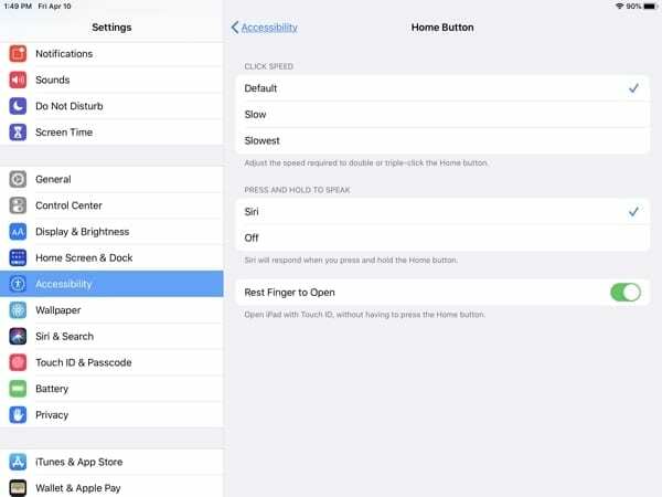 iPad Accesibilidad-Botón de inicio
