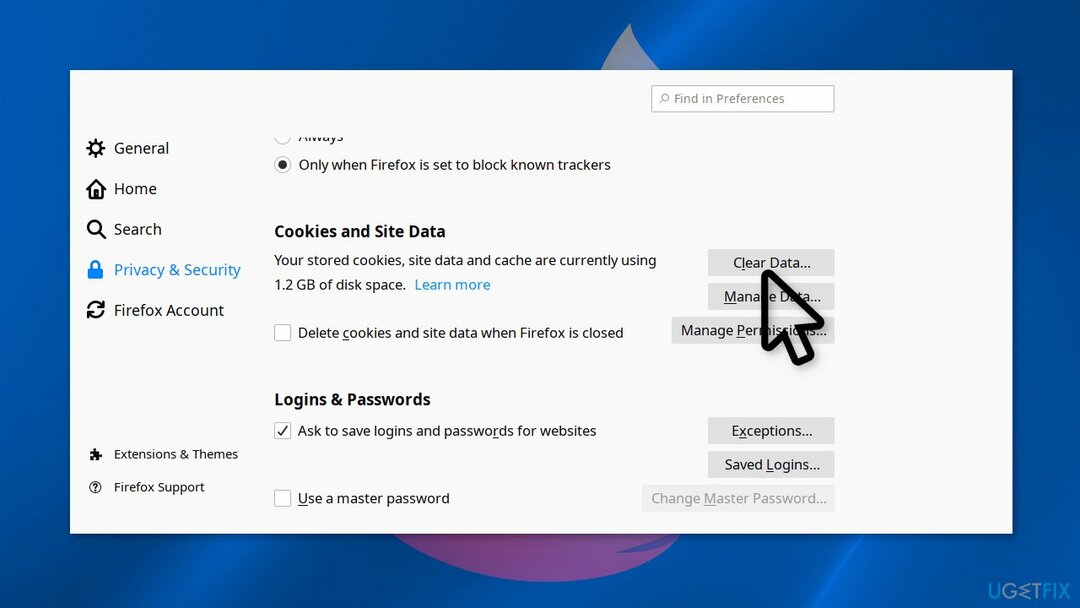 Limpar os dados de limpeza do navegador Firefox