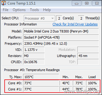 حو لعرض درجة حرارة وحدة المعالجة المركزية للكمبيوتر المحمول