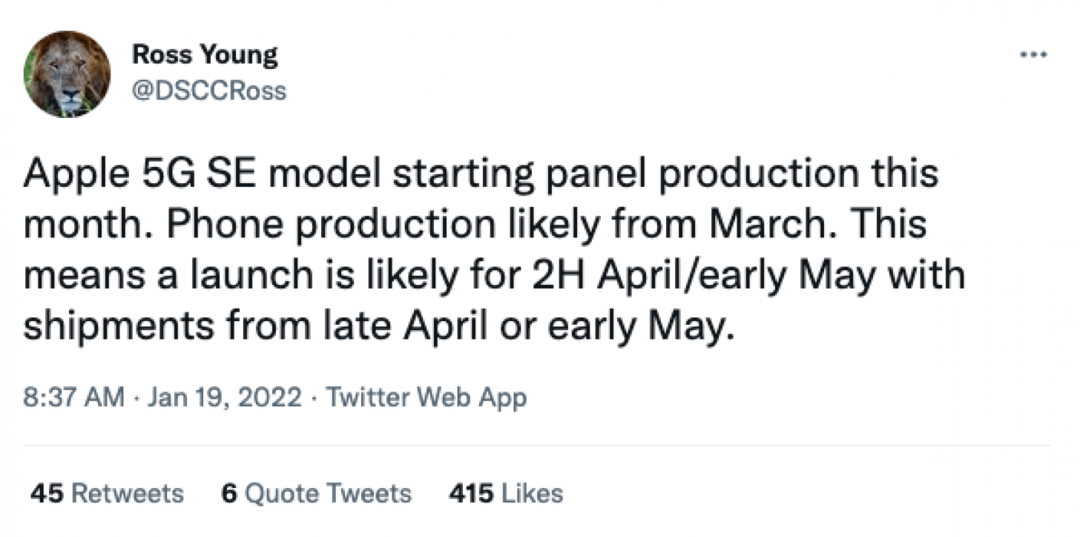 росс янг твиттер 5g iphone se