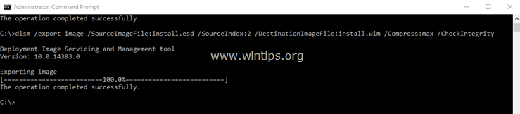 install.esdをinstall.wimにエクスポートします