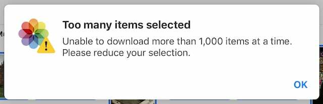 No se pueden descargar más de 1000 fotos de iCloud