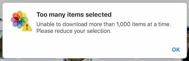 לא ניתן להוריד יותר מ-1000 תמונות מ-iCloud