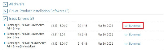 ドライバーをダウンロードする