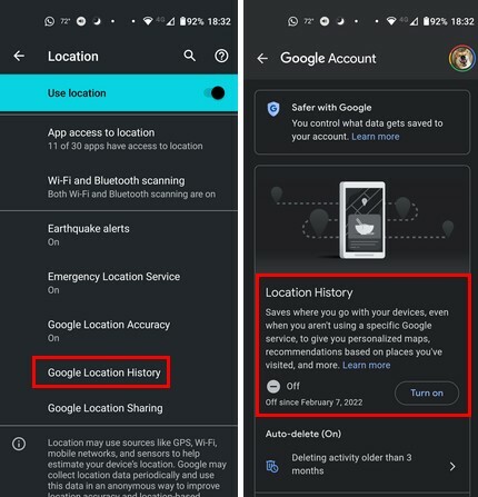 Ιστορικό τοποθεσίας Google στο Android