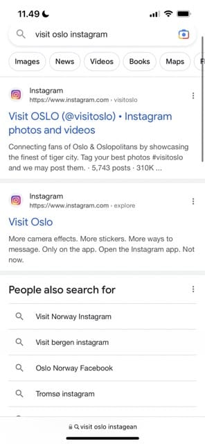 IG-link in Safari-screenshot