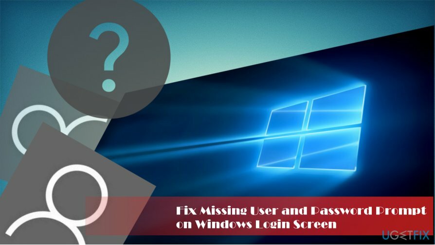 viser Windows 10-login, som mangler brugerprompt