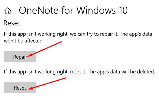 reparatur-reset-onenote-windows-10
