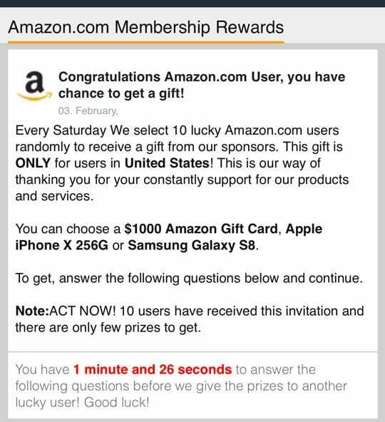 que faire des pop-ups gagnants d'Amazon sur mon iPhone