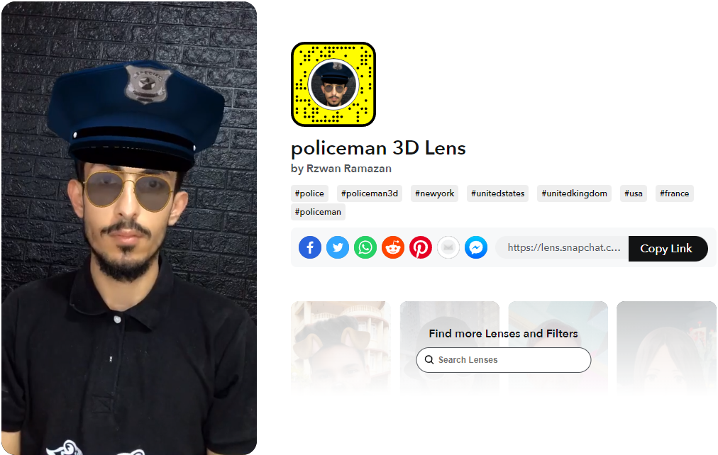 Leće za snap policajca 3D objektiv Rzwana Ramazana