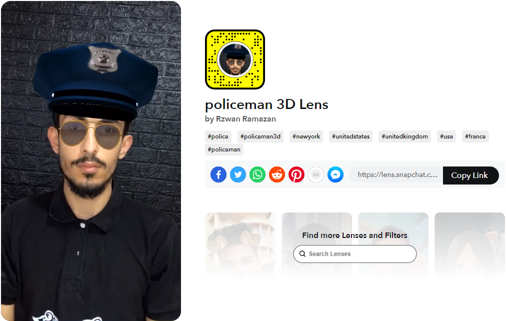 Leče za snap policeman 3D Lens Rzwana Ramazana