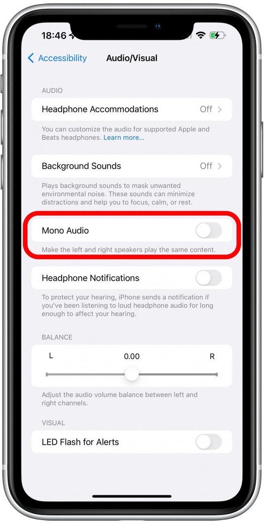 मोनो ऑडियो को चालू होने पर टॉगल करें - मेरा दायां एयरपॉड काम क्यों नहीं कर रहा है