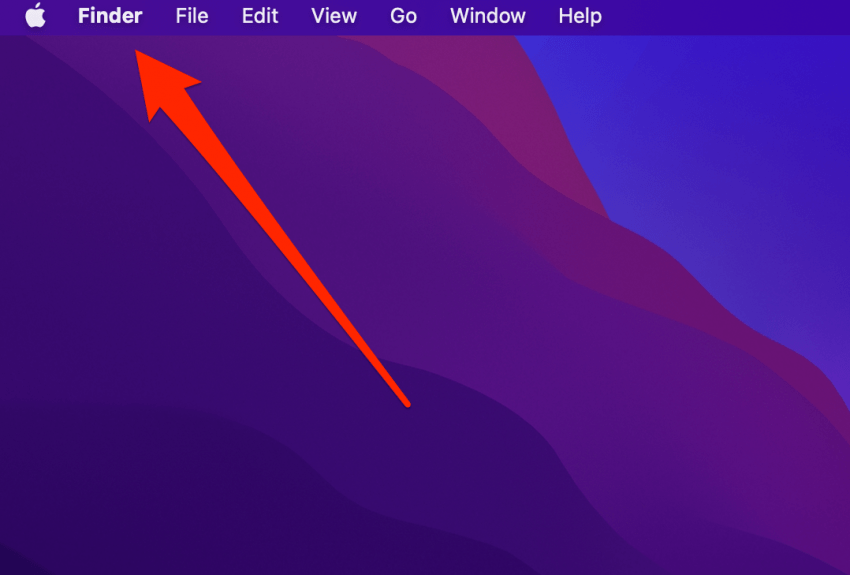 Нажмите Finder в верхнем меню. 