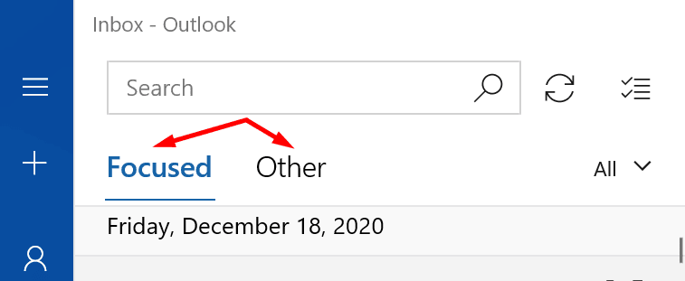 Outlook koncentruje się na innym folderze