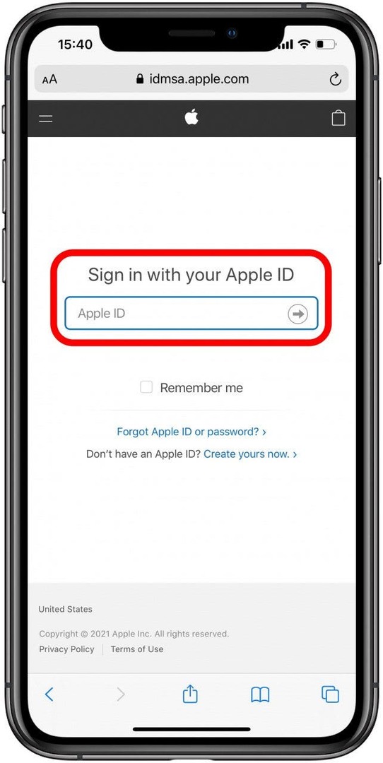 Prisijunkite naudodami savo Apple ID