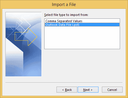 Імпорт Outlook pst