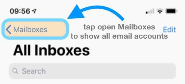 Mail app boîtes aux lettres iOS