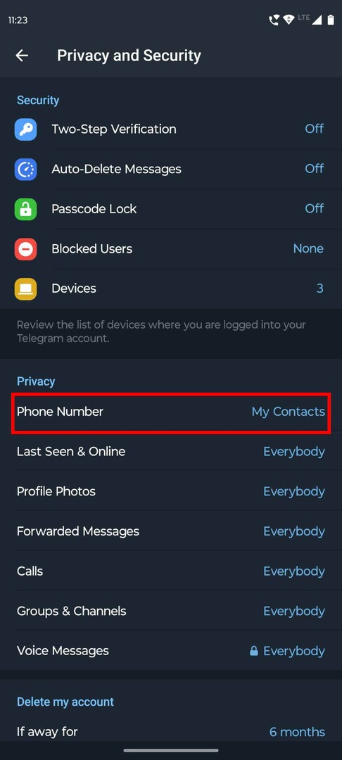 App Telegram Privacy e sicurezza