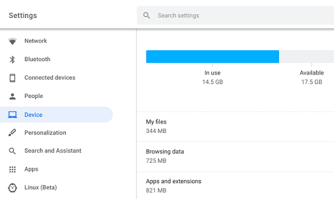 Chromebook manajemen penyimpanan