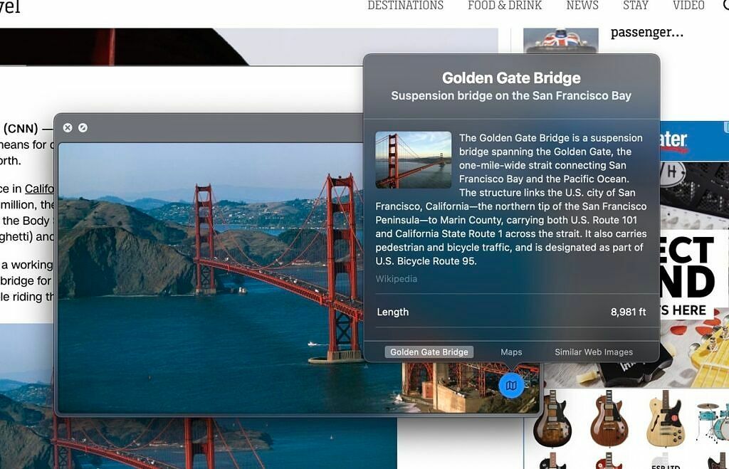 Golden Gate Bridge avec recherche visuelle