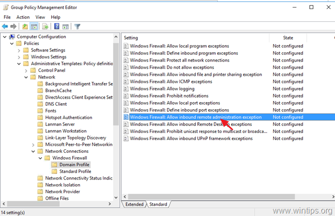 Windows Firewall: consenti eccezione di amministrazione remota in entrata