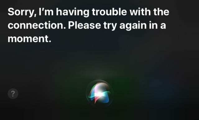 Masalah Siri dengan koneksi internet
