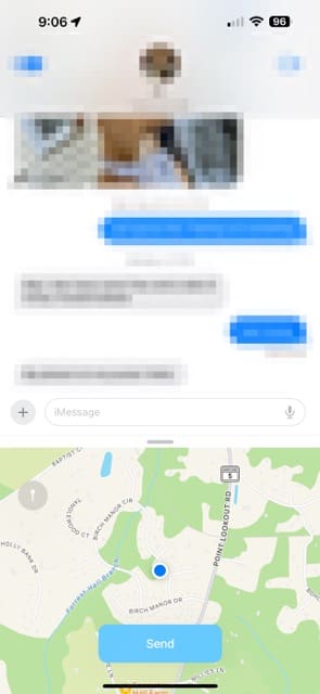 Siųskite vietą naudodami „iOS 17 Messages“.