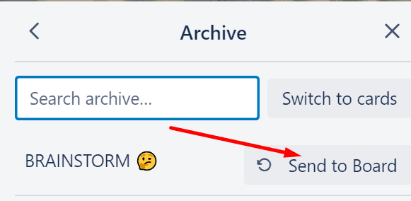 trello unarchive list