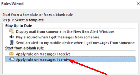 Outlook-sääntö lähetetyille viesteille