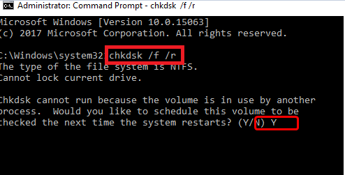 कमांड प्रॉम्प्ट chkdsk