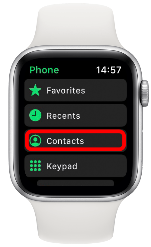اضغط على جهات الاتصال على Apple Watch.