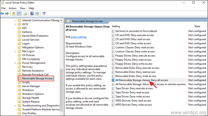 Desativar dispositivos de armazenamento USB no Windows - GPEDIT