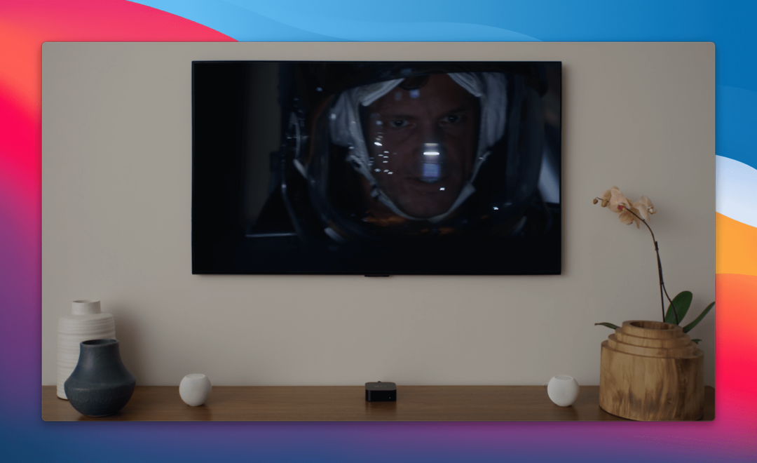 tvOS 15 spárovaný HomePod Minis