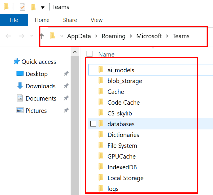 Microsoft टीम रोमिंग फ़ोल्डर