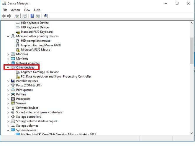 Napsauta hiiren kakkospainikkeella kohtaa PCI Data Acquisition and Signal Processing Controller ja valitse Päivitä ohjain