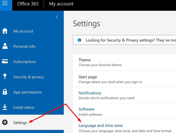 promijeniti postavke jezika microsoft 365