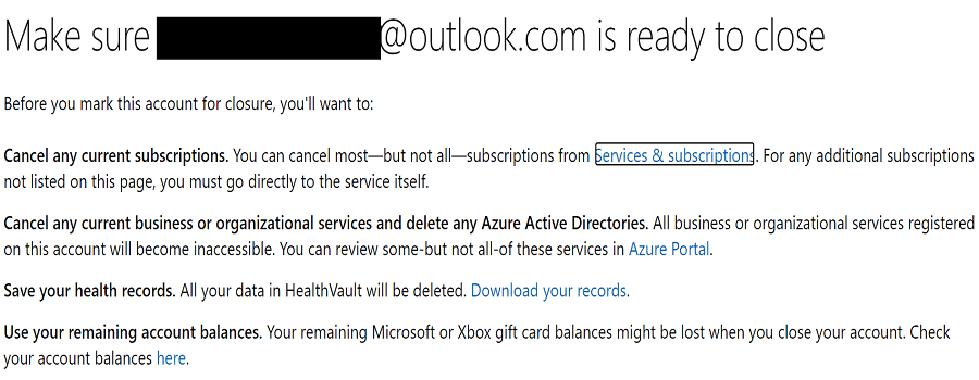 stänga Microsoft-kontot