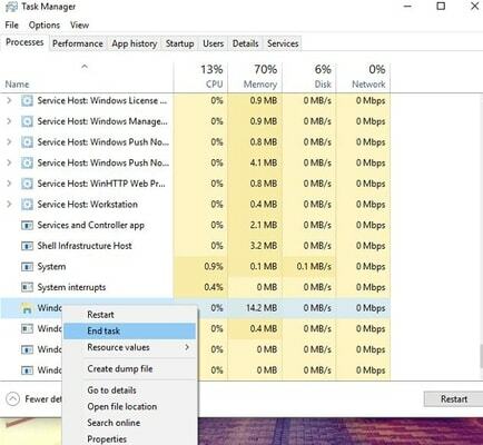 kliknite desnom tipkom miša na Windows Explorer