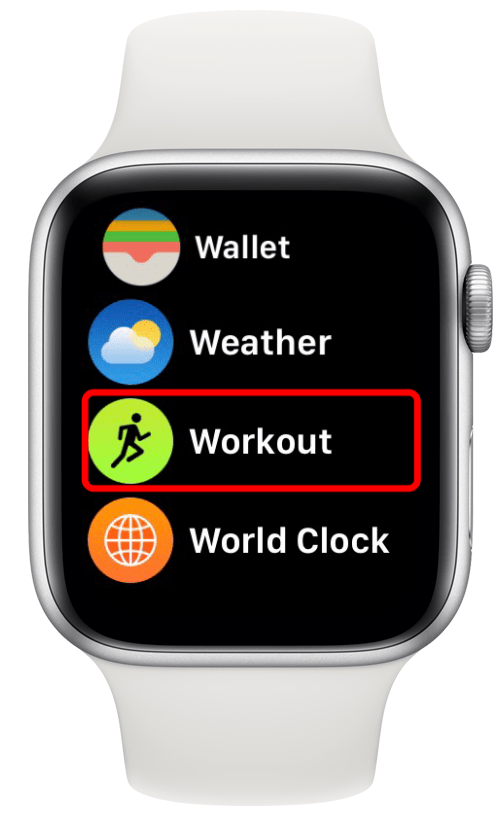 Pirms sākat pārgājienu vai pastaigu, savā Apple Watch atveriet lietotni Workout.