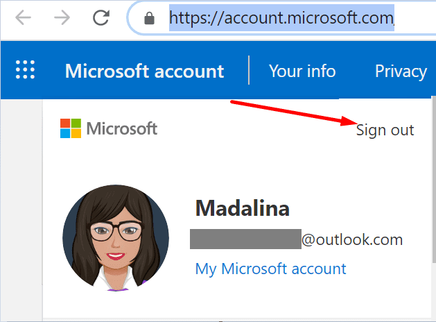 Disconnessione dell'account Microsoft