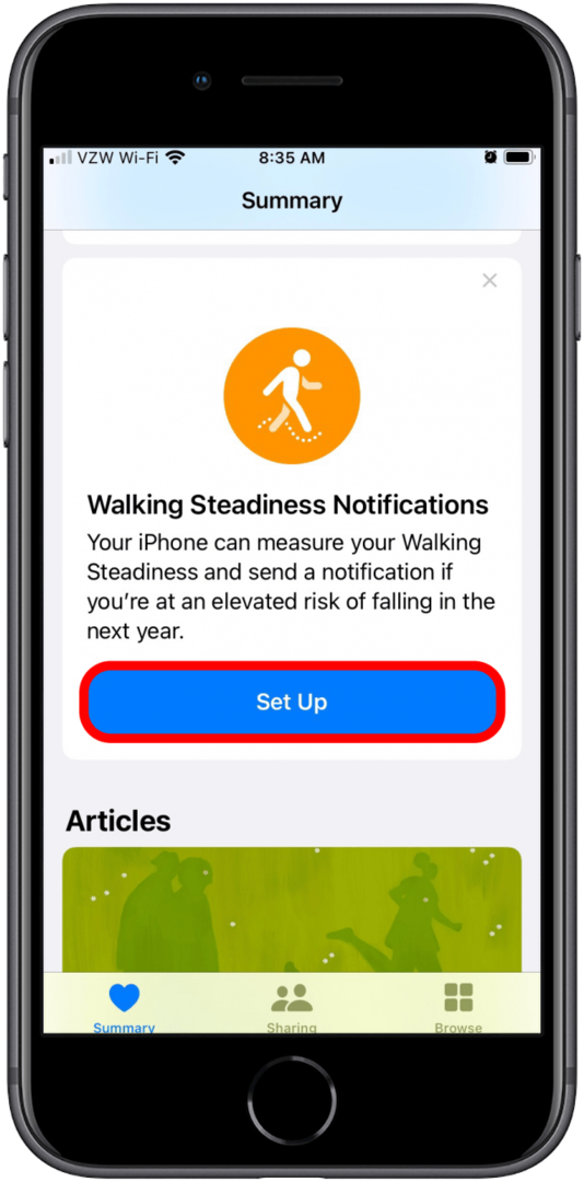 iPhone Walking Stadium Score -terveyssovellus iOS 15