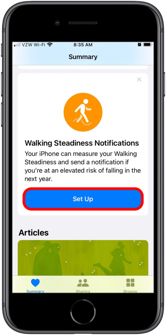 Εφαρμογή υγείας για το iPhone Walking Steadiness score iOS 15